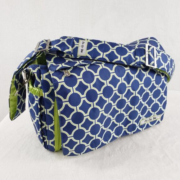 Ju-Ju-Be Diaper Bag Better Be in Royal Envy Blue White Multi Pocket Adjustable - Picture 1 of 14